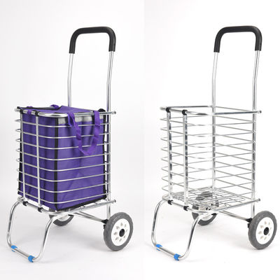 quality  German Foldable Wholesale Supermarket Foldable Metal Trolley 4 Wheels Trolley 35L Shopping Bag factory