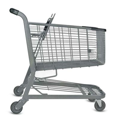 quality  Wholesale 4 Wheel Supermarket Trolley Store Grocery Trolley Folding Steel Push Shopping Trolley factory