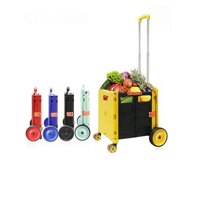 quality  Market Shopping Cart Lightweight Folding Plastic Portable Grocery Cart Trailer Hand Cart factory
