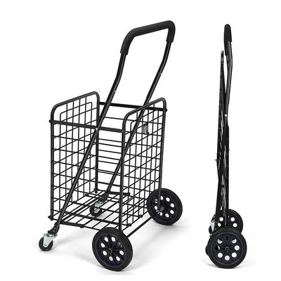 Customized Portable Wire Folding Mesh Shopping Household Metal Trolley Cart