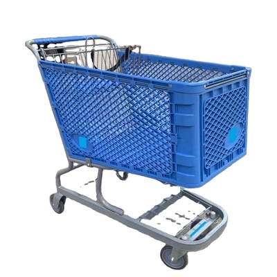 Rustproof American Style 180L Plastic Shopping Cart , 180L Plastic Supermarket Trolley With 4 Wheels