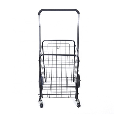 Metal 4 Wheel Supermarket Collapsible Shopping Trolley, Grocery Shopping Cart, Hand Push Trolley for Shopping